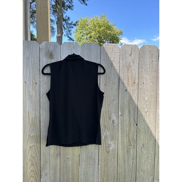 Dkny sleeveless Collared Ruffled Front Button Closure Black Sz Large Fall Winter - Picture 6 of 8